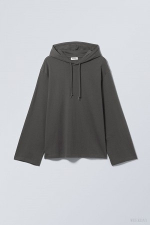 Weekday Oversized Hooded Long Sleeve Dark Grey | JFGG7783