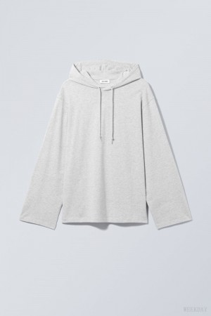 Weekday Oversized Hooded Long Sleeve Light Grey | UNWZ2972