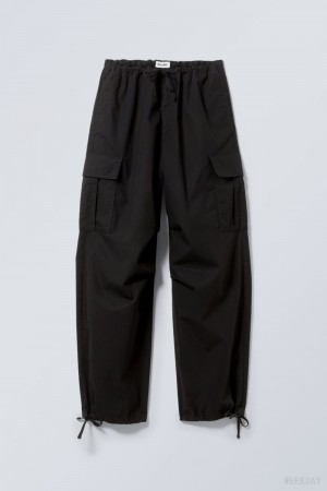 Weekday Parachute Loose Cargo Trousers Black | IXMY4766