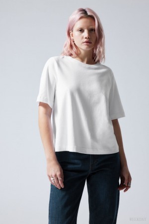 Weekday Perfect Boxy T-shirt White | FRCK4630