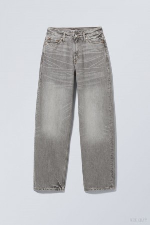 Weekday Rail Mid Loose Straight Jeans Grey | NFIJ2093