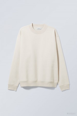 Weekday Relaxed Heavyweight Sweatshirt Ecru | BJHV3160