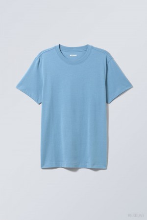 Weekday Relaxed Midweight T-shirt Light Blue | SOVO1257