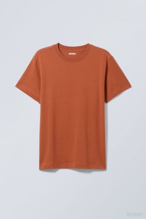 Weekday Relaxed Midweight T-shirt Orange | VXLV8871