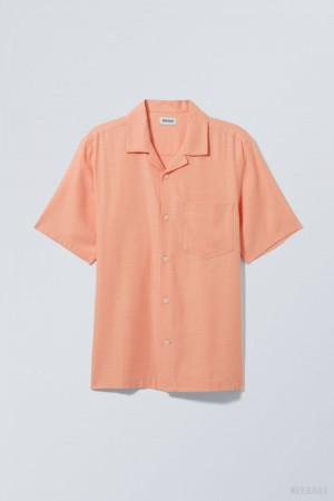 Weekday Relaxed Resort Short Sleeve Shirt Coral | RDCG9369