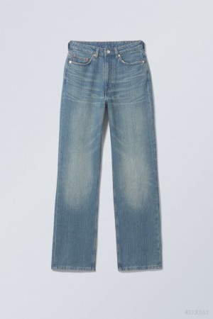 Weekday Rowe Extra High Straight Jeans Blue | ZDNK0949