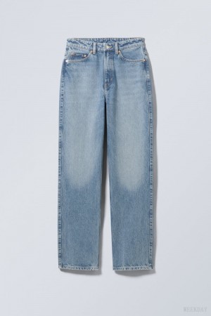 Weekday Rowe Extra High Straight Jeans Blue | IAOS4806