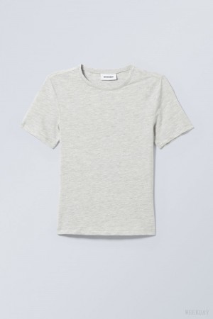 Weekday Slim Fitted T-shirt Grey | WWFG6713