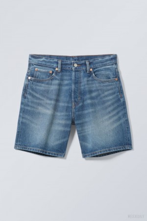 Weekday Space Relaxed Denim Shorts Blue | DIEX5607