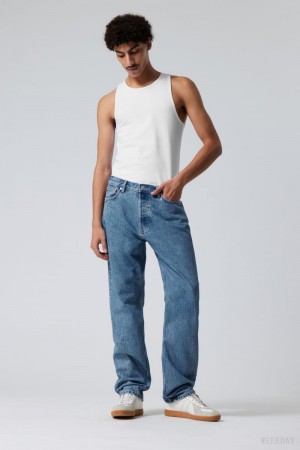 Weekday Space Relaxed Straight Jeans Blue | GDYB9490