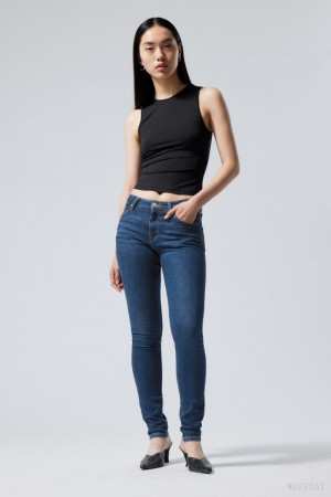 Weekday Spare Mid Skinny Jeans Blue | CIGL4256