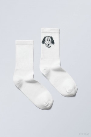 Weekday Sport Printed Socks Dog Print | FDMJ8863