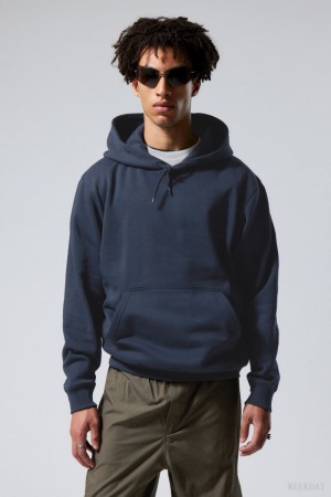 Weekday Standard Midweight Hoodie Dark Blue | CGTB5238