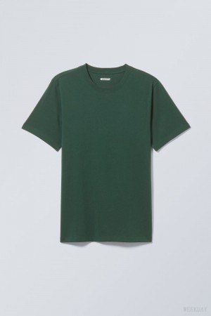 Weekday Standard Midweight T-shirt Dark Green | GLOS6772