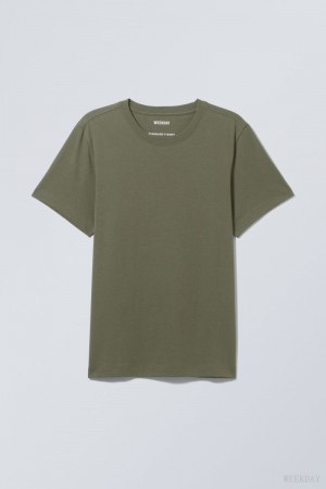 Weekday Standard Midweight T-shirt Khaki | CSGC0506