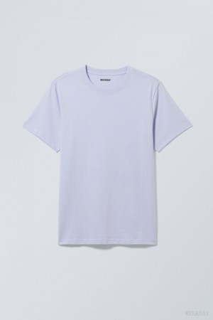 Weekday Standard Midweight T-shirt Purple | ZCYN9370