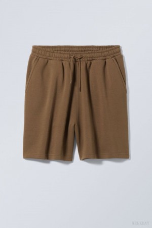 Weekday Standard Sweatshorts Dark Khaki | VVPW2903