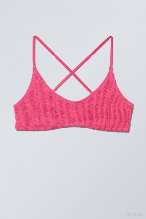 Weekday Structured Bikini Top Pink | UNZT6325