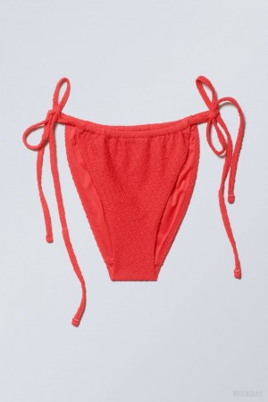 Weekday Structured Tie Bikini Bottom Red | NYNM7903