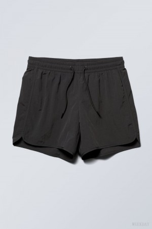 Weekday Tan Structure Swim Shorts Black | FNDS8161