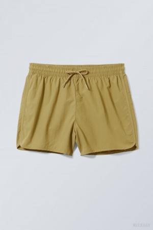 Weekday Tan Structure Swim Shorts Khaki | VHCG3589