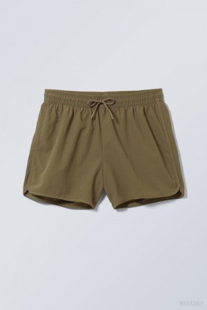 Weekday Tan Structure Swim Shorts Khaki | DXNN6967