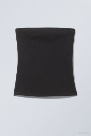 Weekday Tania Rib Tube Top Black | SWRU5623