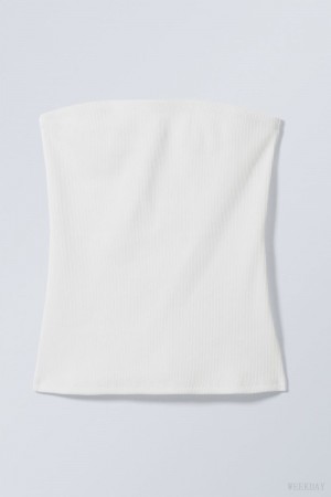 Weekday Tania Rib Tube Top White | IWYE5716