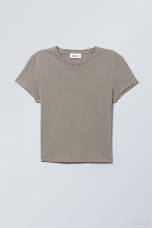 Weekday Tight Fitted T-shirt Dark Grey | ZHJW3963