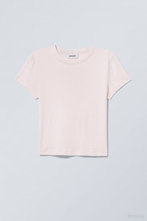 Weekday Tight Fitted T-shirt Pink | SZHA4296