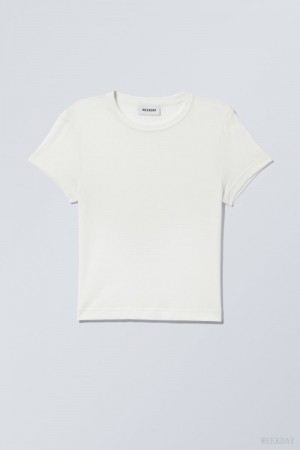 Weekday Tight Fitted T-shirt White | LWXG1704