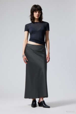 Weekday Trace Pull On Satin Skirt Black | LXQX3494