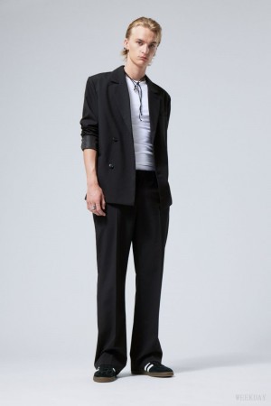 Weekday Travis Low Waist Suit Trousers Black | ISTC9160