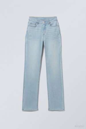 Weekday Twig Curve Mid Straight Jeans Light Blue | ERNM2224