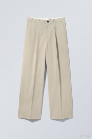 Weekday Uno Loose Suit Trousers Beige | IRUZ3429