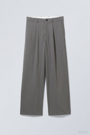 Weekday Uno Loose Suit Trousers Dark Grey | ZWWJ6715