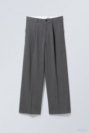 Weekday Uno Loose Suit Trousers Grey | EVDW7150