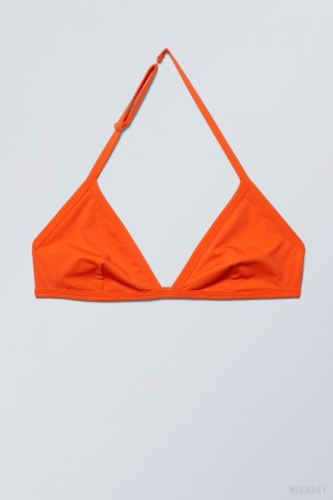 Weekday Vega Halter Triangle Bra Bra Red | EUVD8756