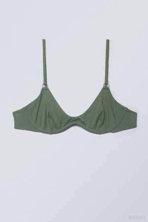 Weekday Wire Bikini Top Olive Green | AVTC2402