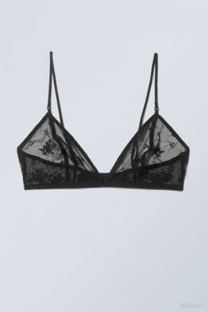 Weekday Zelda Lace Bralette Bralette Black | WMOZ3387