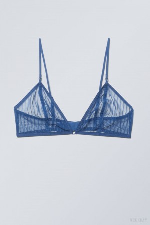 Weekday Zelda Lace Bralette Bralette Blue | LJIW0397