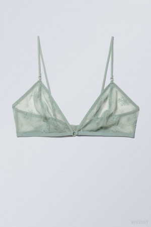 Weekday Zelda Lace Bralette Bralette Green | IDMQ9692