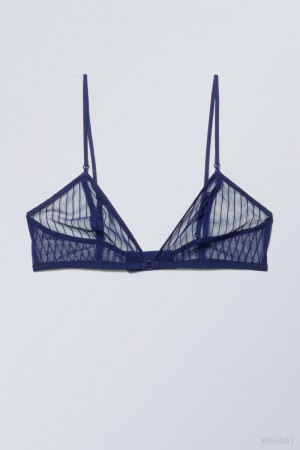 Weekday Zelda Lace Bralette Bralette Navy | WQDT5228