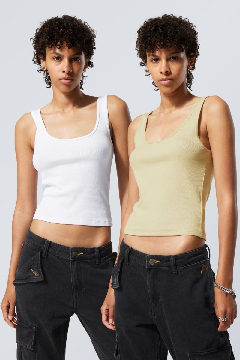 Weekday 2-Pack Open Neck Tank Top Yellow | JMDC3615