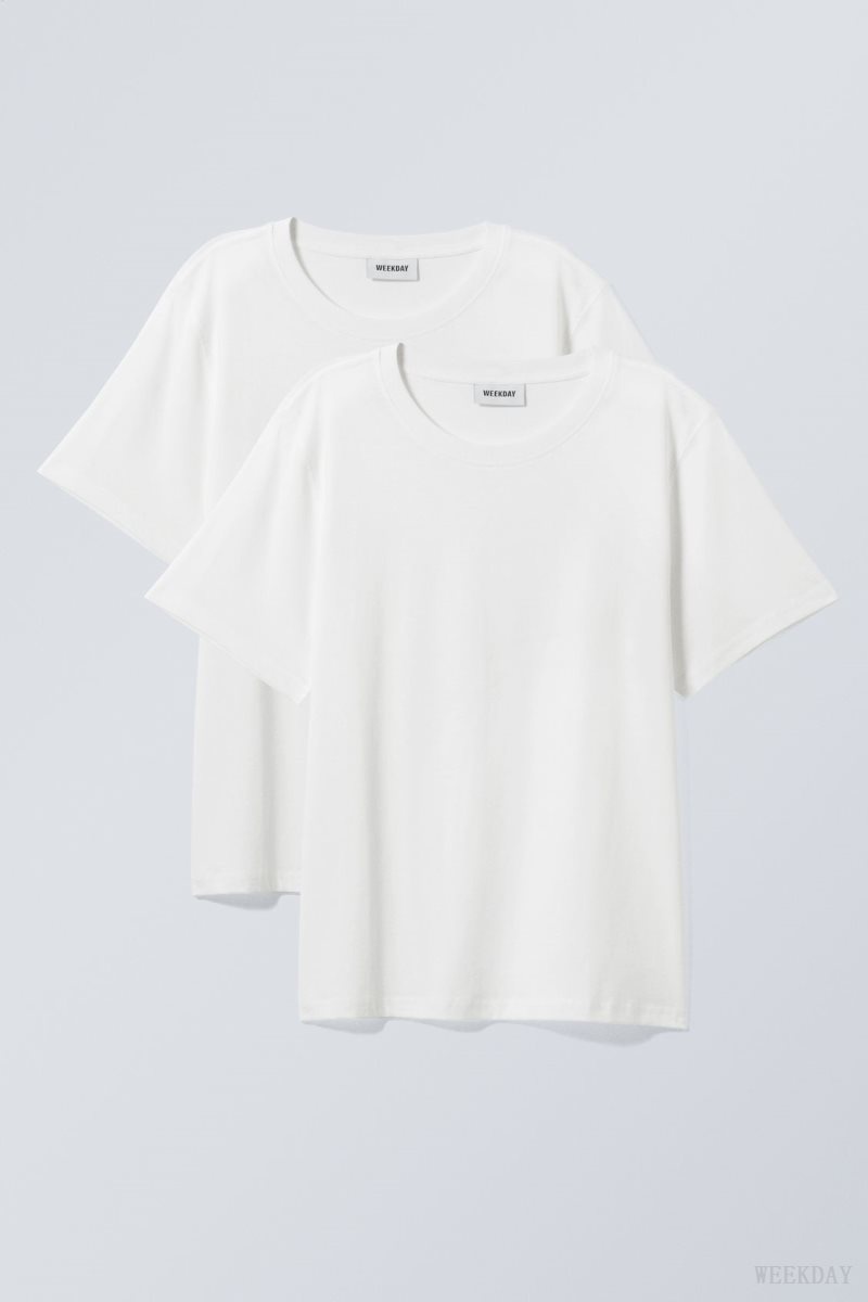 Weekday 2-pack Essence Standard T-Shirt White | RRWR2551