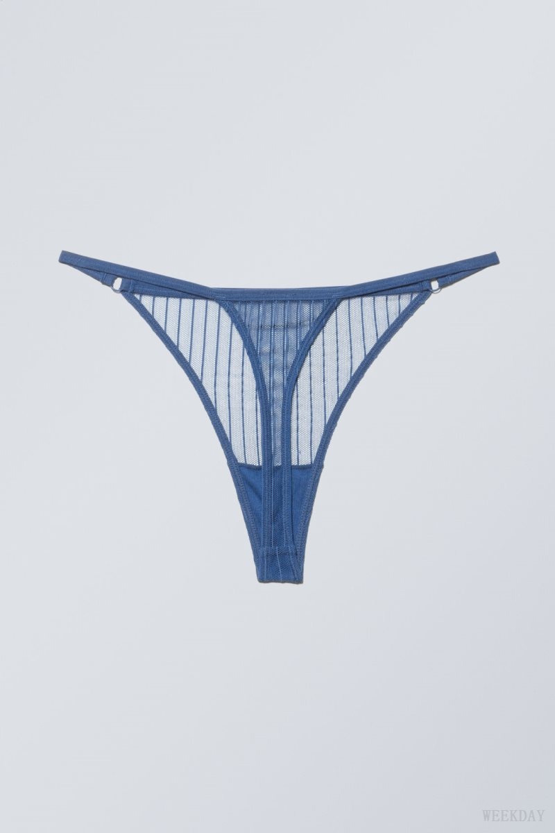 Weekday 2-pack Zelda Lace Thong Thong Blue | KZDD8234