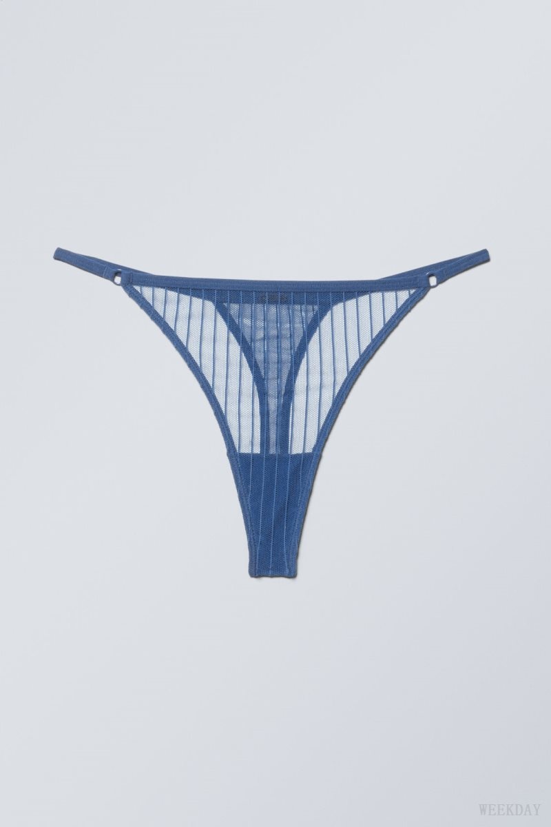 Weekday 2-pack Zelda Lace Thong Thong Blue | KZDD8234