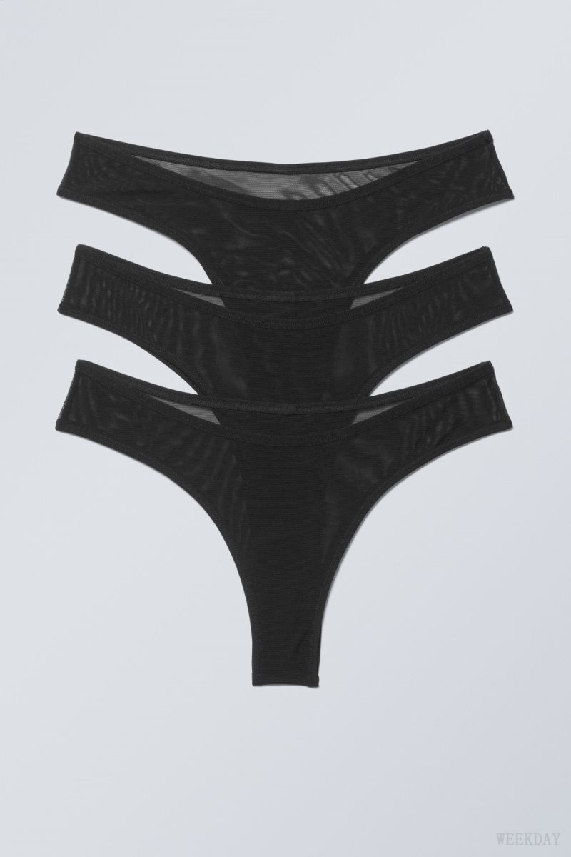 Weekday 3-pack Bonnie Mesh Brazilian Briefs Briefs Black | TIUR7872