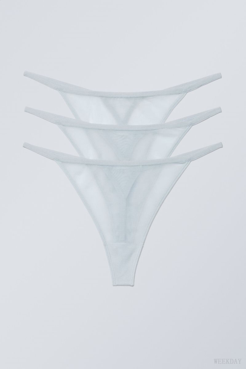 Weekday 3-pack Bonnie Tanga Mesh Thong Thong Light Blue | PSWB2379