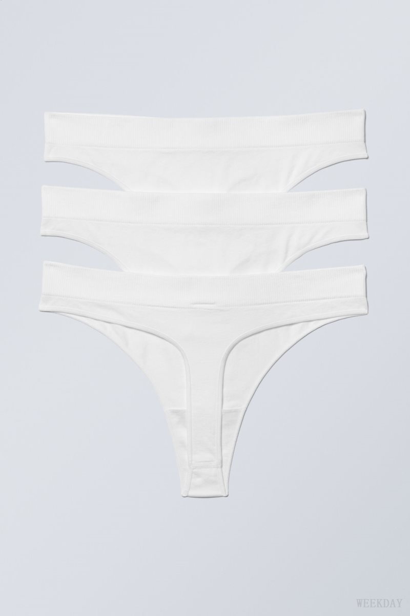 Weekday 3-pack Cat Soft Thong Thong White | TCFF1124